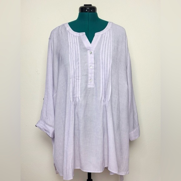 Catherine’s Women Lilac Purple Blouse 4X 30/32W Tab Sleeve Flowy Easter Lightwei - Picture 1 of 7